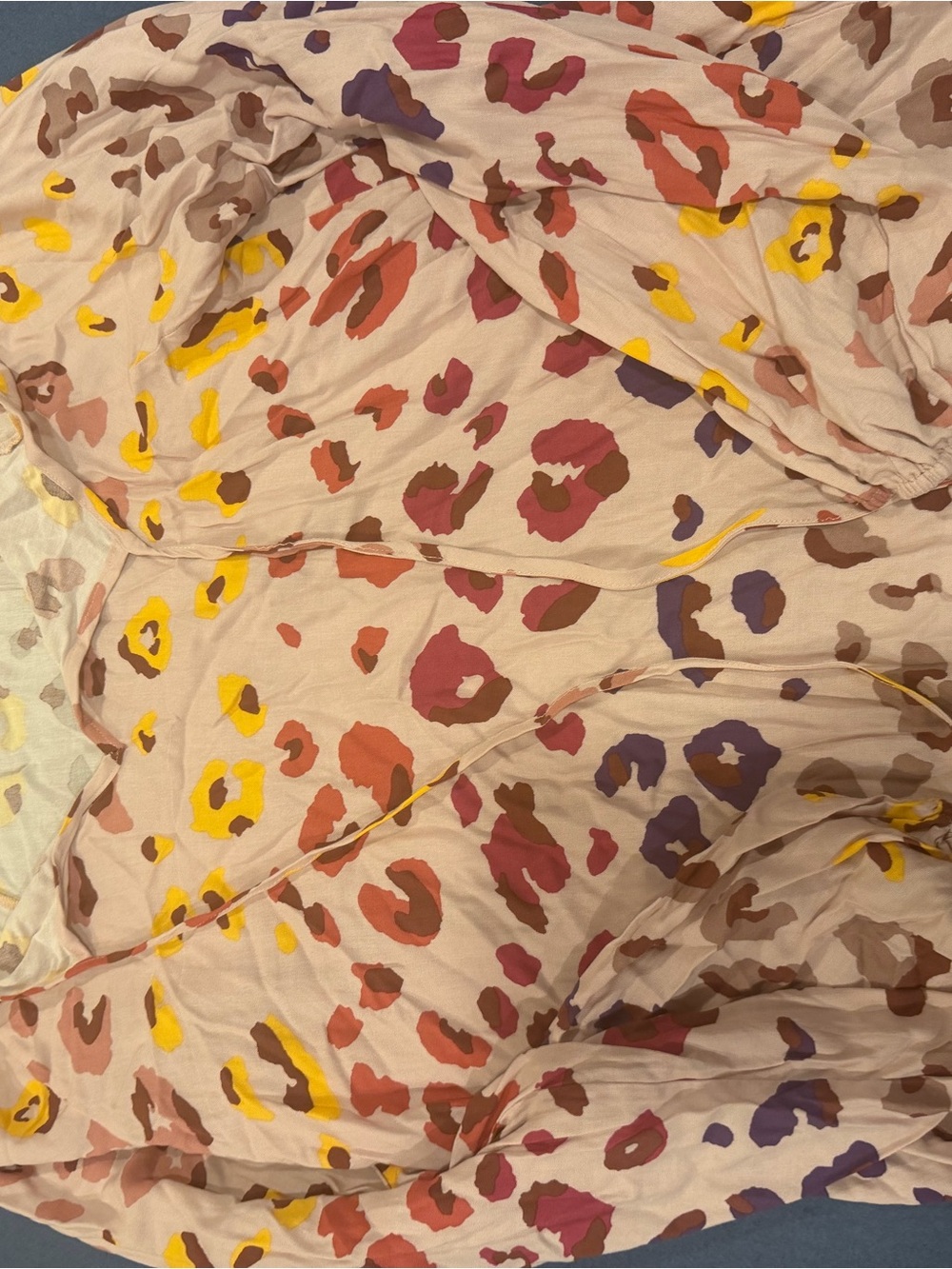 Andree Cream Blouse with Yellow, Red, Purple & Brown Leopard Print